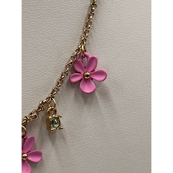 Betsey Johnson Pink
Rubberized 3 Triple Flower Green Rhinestone Necklace - Picture 5 of 8
